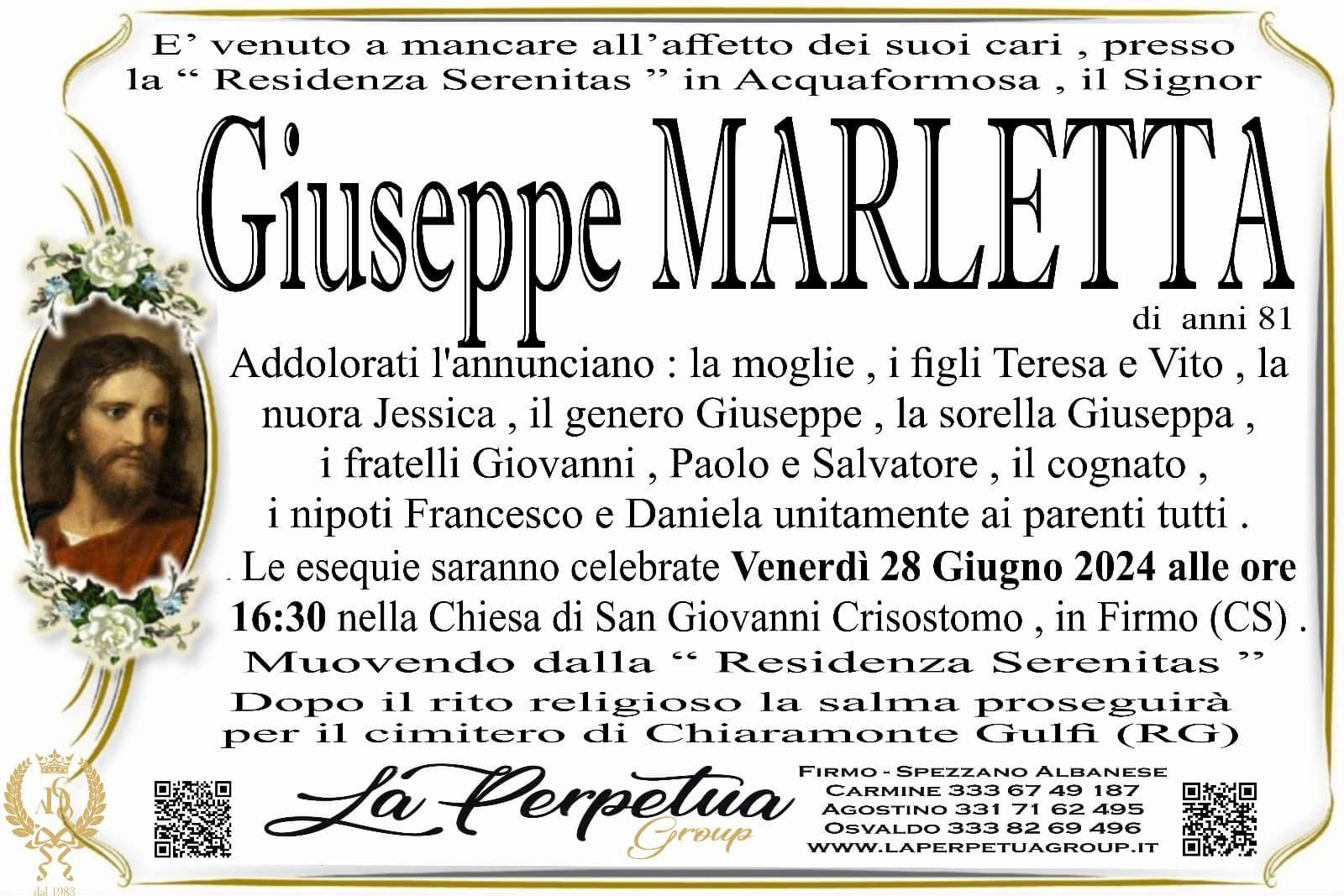 necrologio Giuseppe Marletta