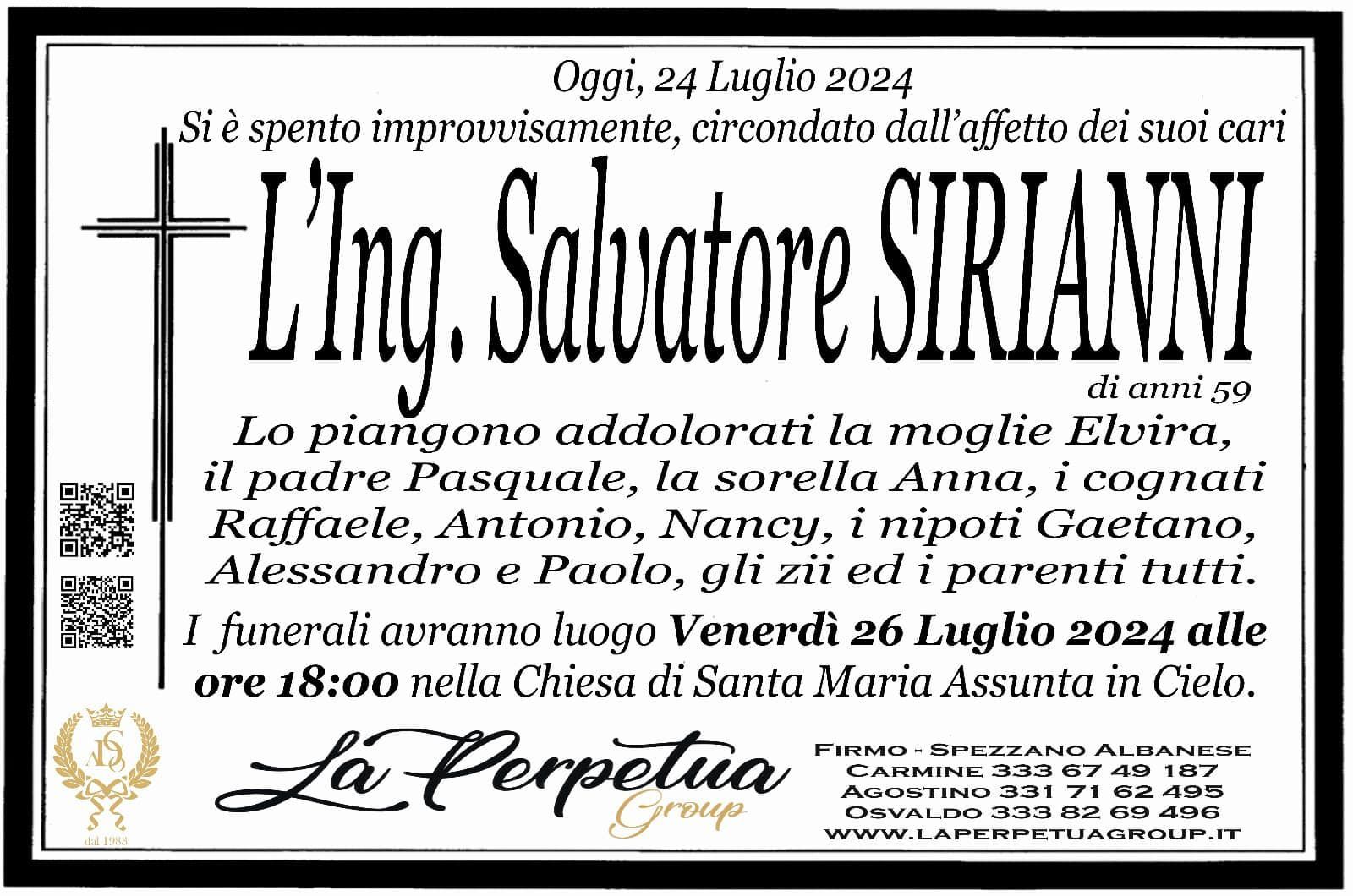 necrologio Salvatore Sirianni