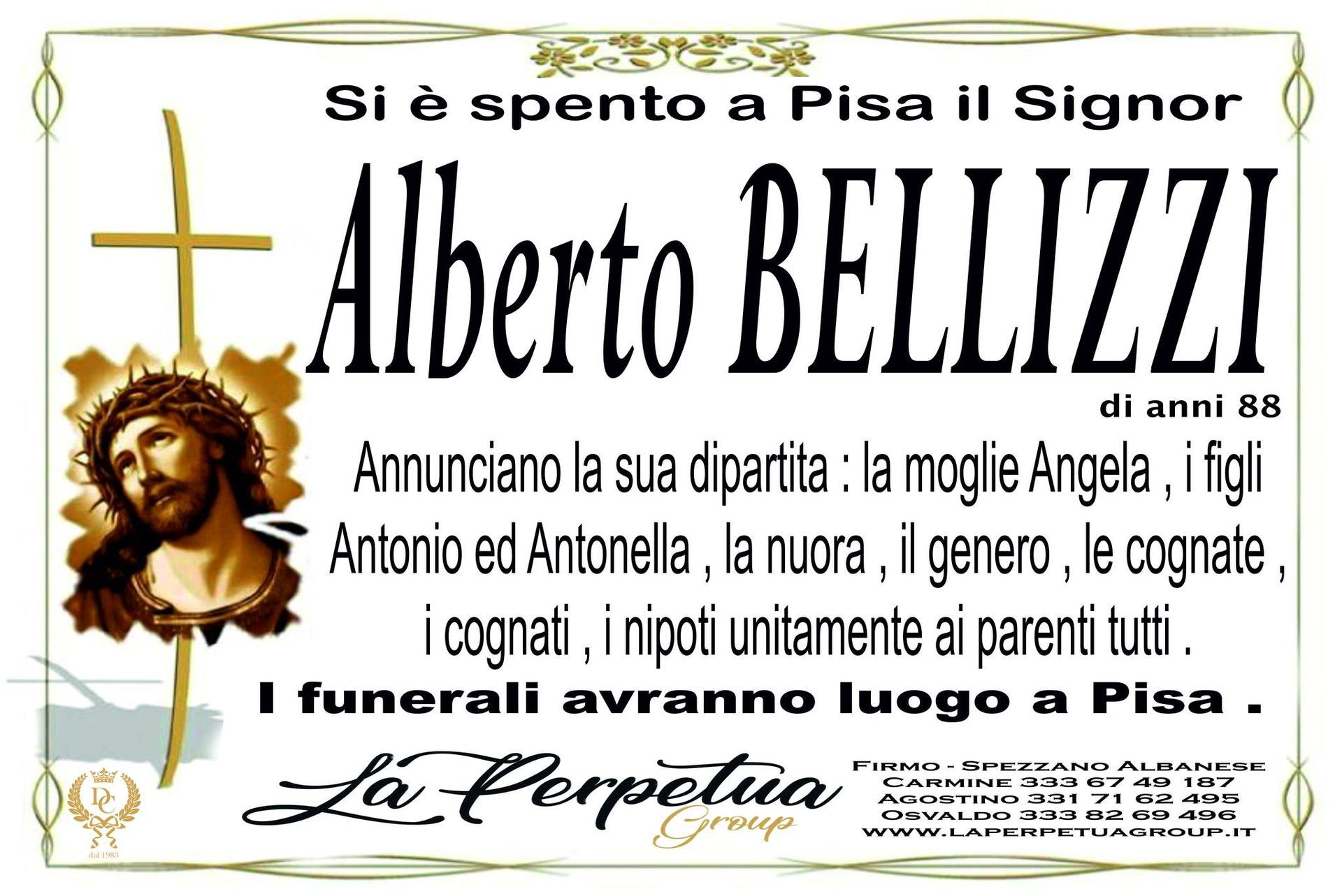 necrologio Alberto Bellizzi