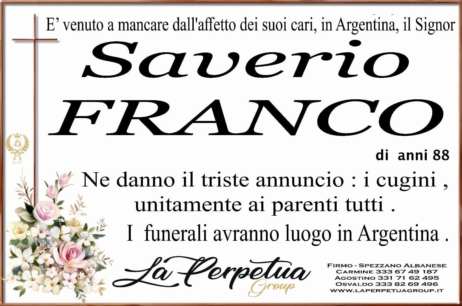 necrologio Saverio Franco