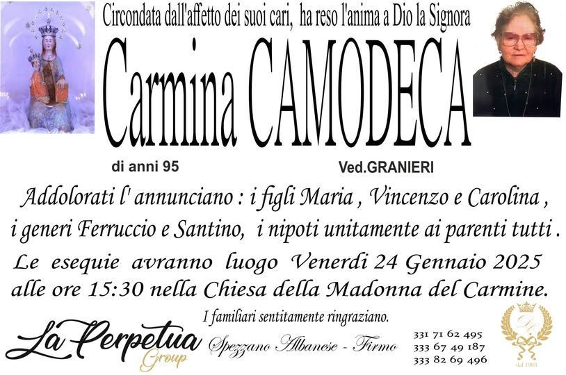 necrologio Carmina Camodeca