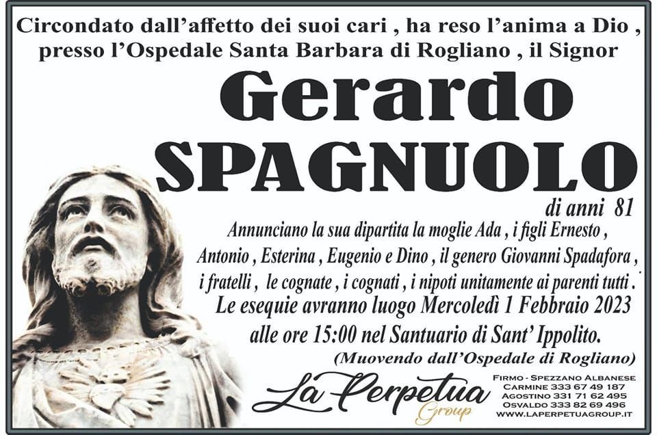 necrologio Gerardo Spagnuolo