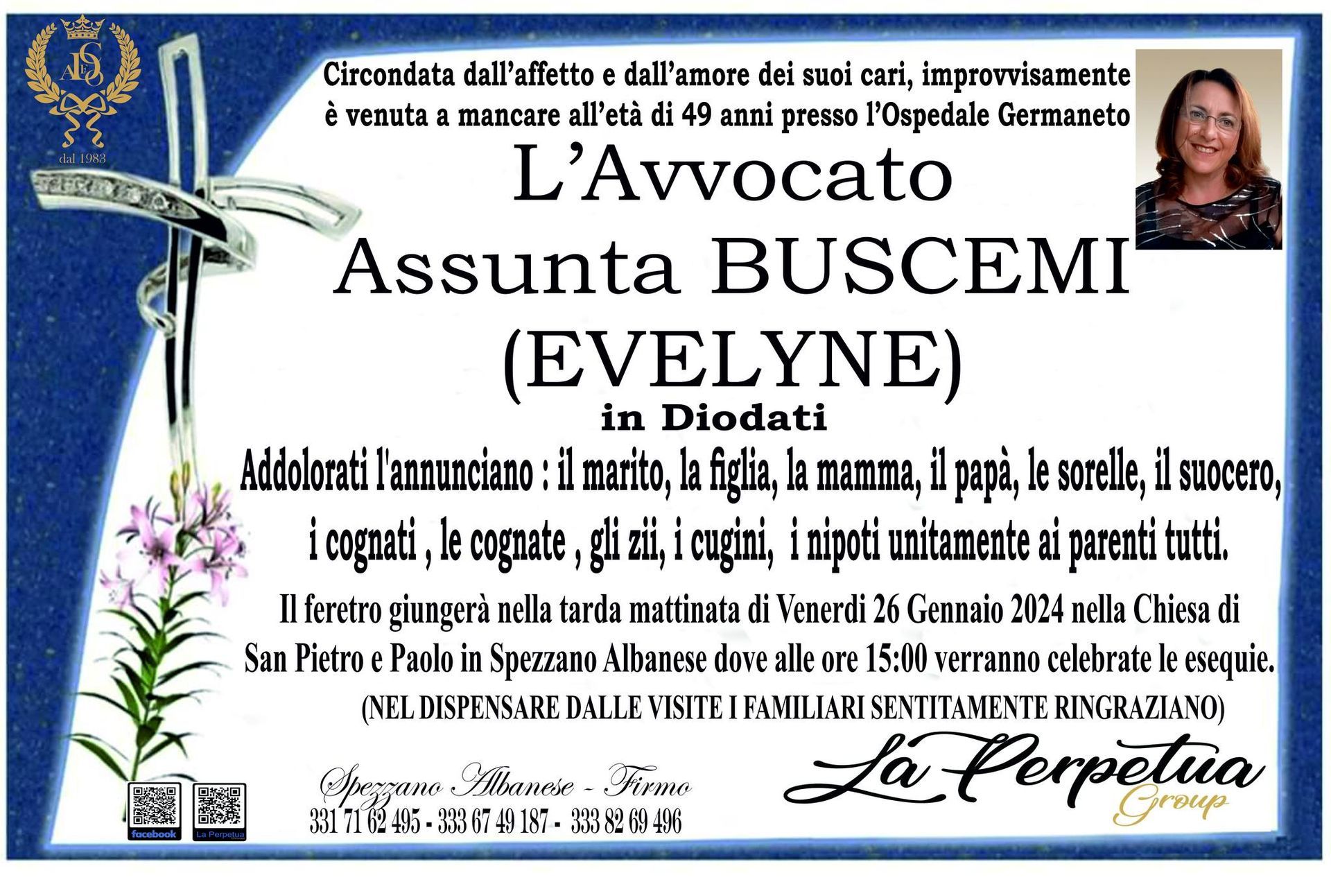 necrologio Assunta Buscemi
