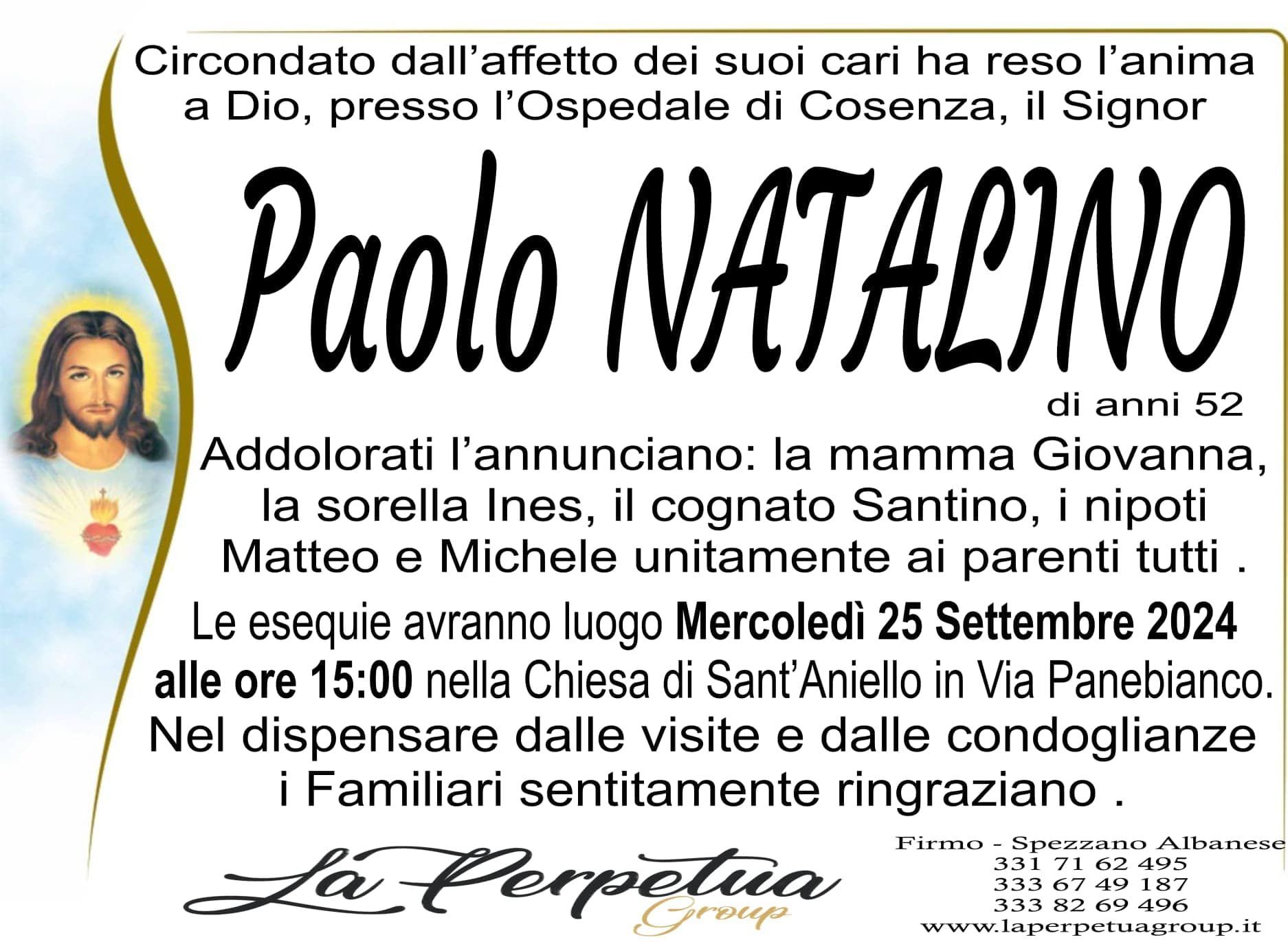 necrologio Paolo Natalino