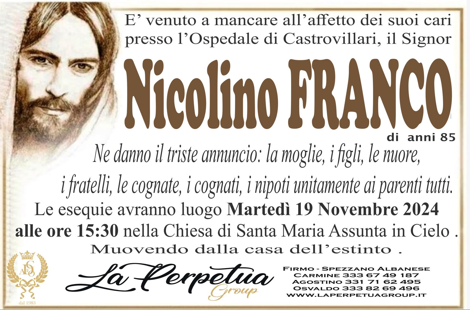 necrologio Nicolino Franco