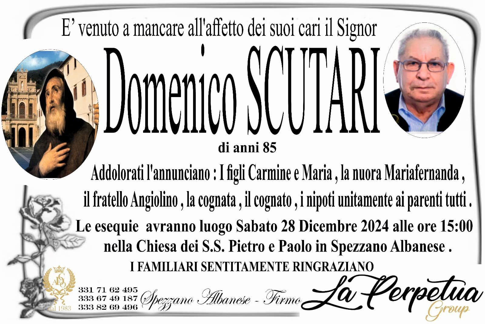 necrologio Domenico Scutari