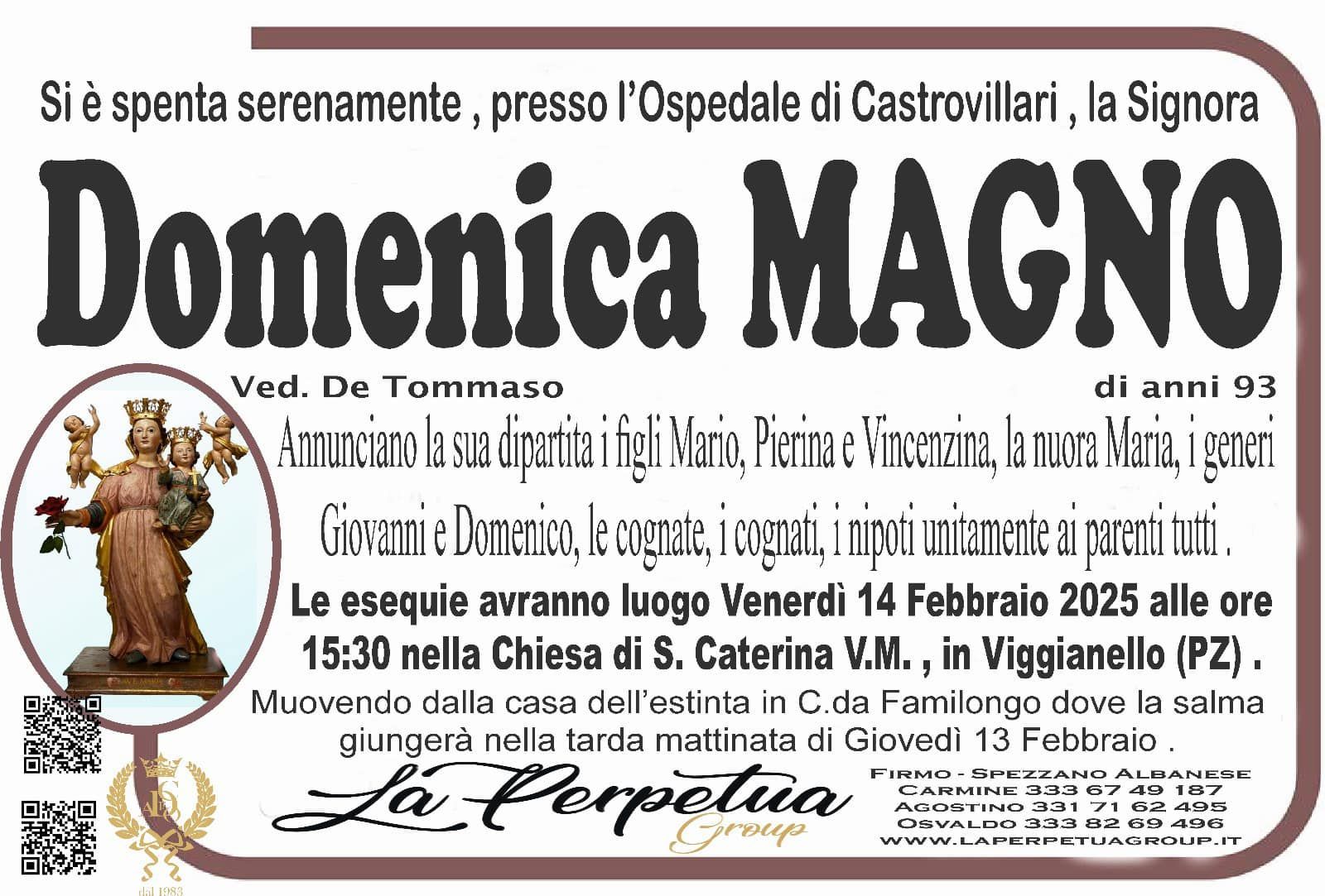 necrologio Domenica Magno