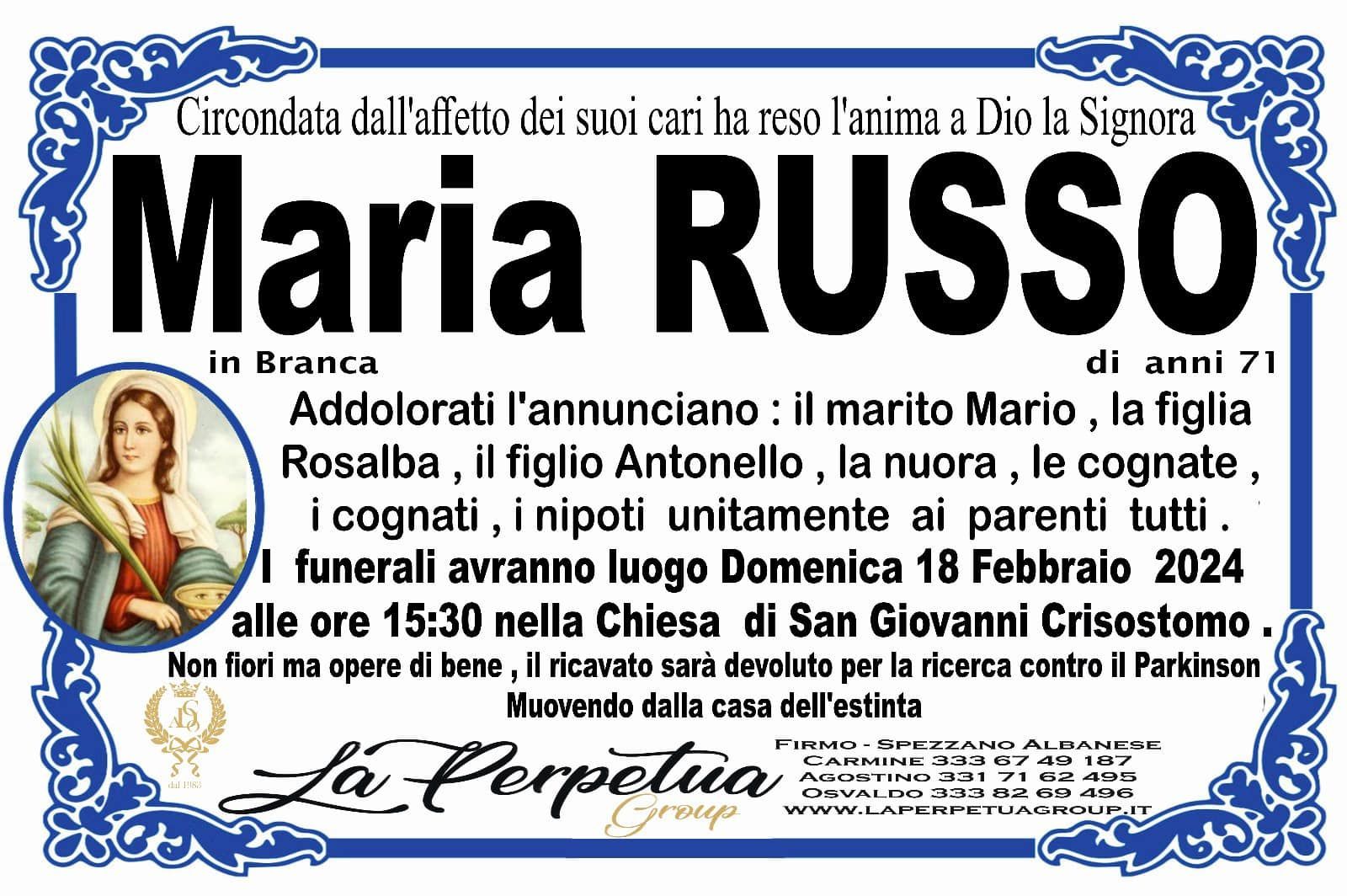 necrologio Maria Russo