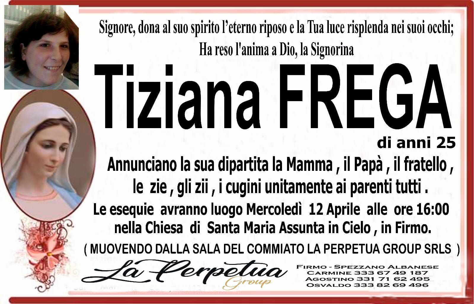necrologio Tiziana Frega