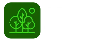 A green icon of trees with leaves on a white background.