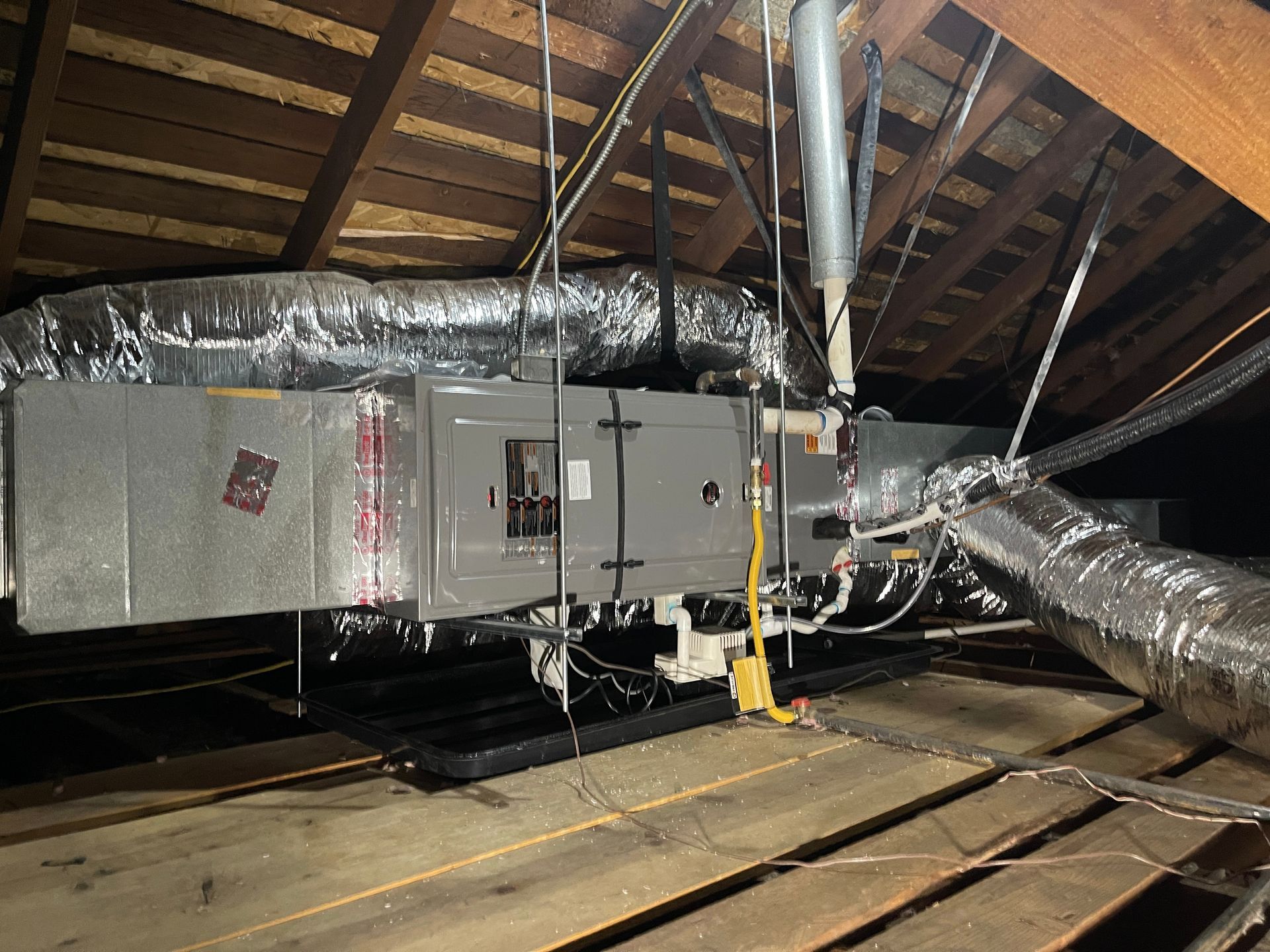 New furnace in the attic of a Medford, Oregon home