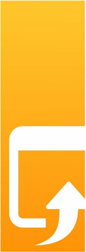 A yellow background with a white arrow pointing up symbolizing digital transformation