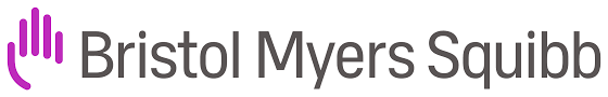 The purple and white logo for Bristol Myers Squibb