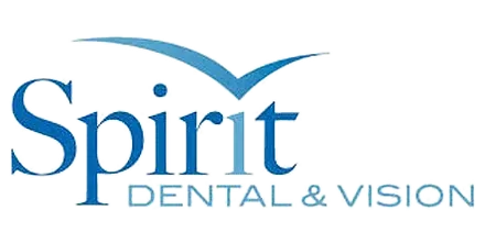 The logo for spirit dental and vision has a bird on it.