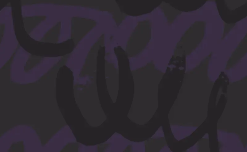 Black abstract pattern with overlapping doodle shapes on a soft charcoal background