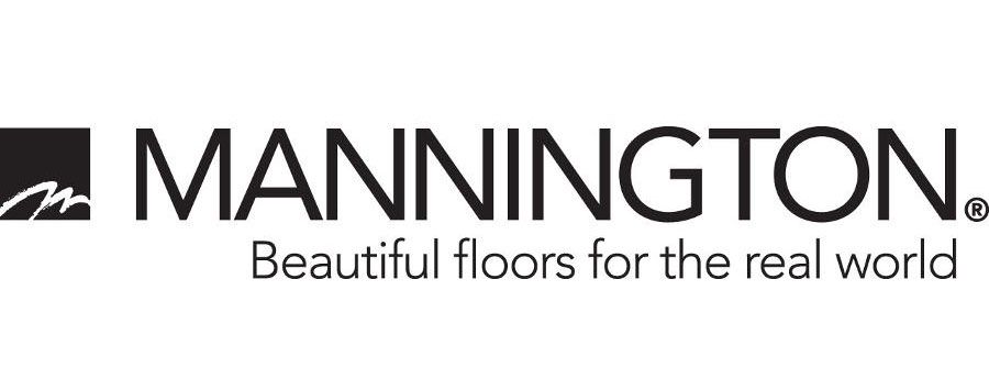 The mannington logo is black and white and says `` beautiful floors for the real world ''.