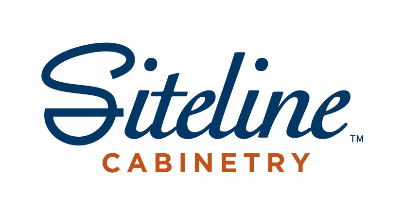 The siteline cabinetry logo is blue and orange on a white background.