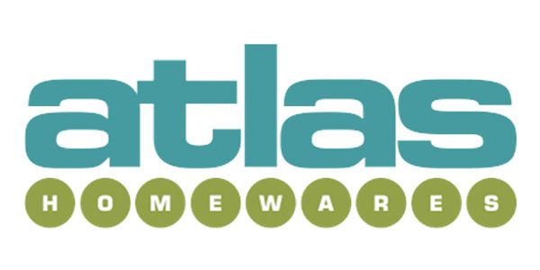 A blue and green logo for atlas homewares