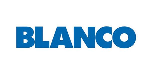 A blue and white logo for blanco on a white background.