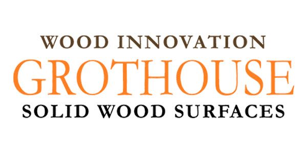 A logo for wood innovation grothouse solid wood surfaces