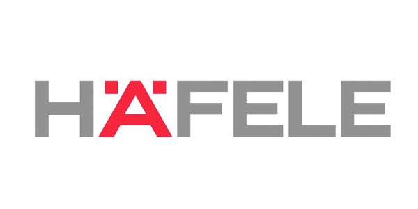 The logo for hafele is red and gray on a white background.