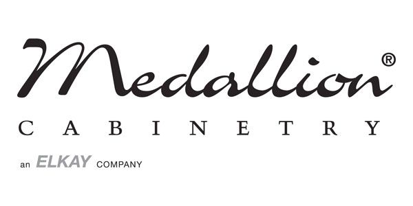 A black and white logo for medallion cabinetry