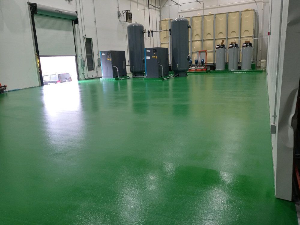 Green resinous floor in a manufacturing facility in Gainesville, GA