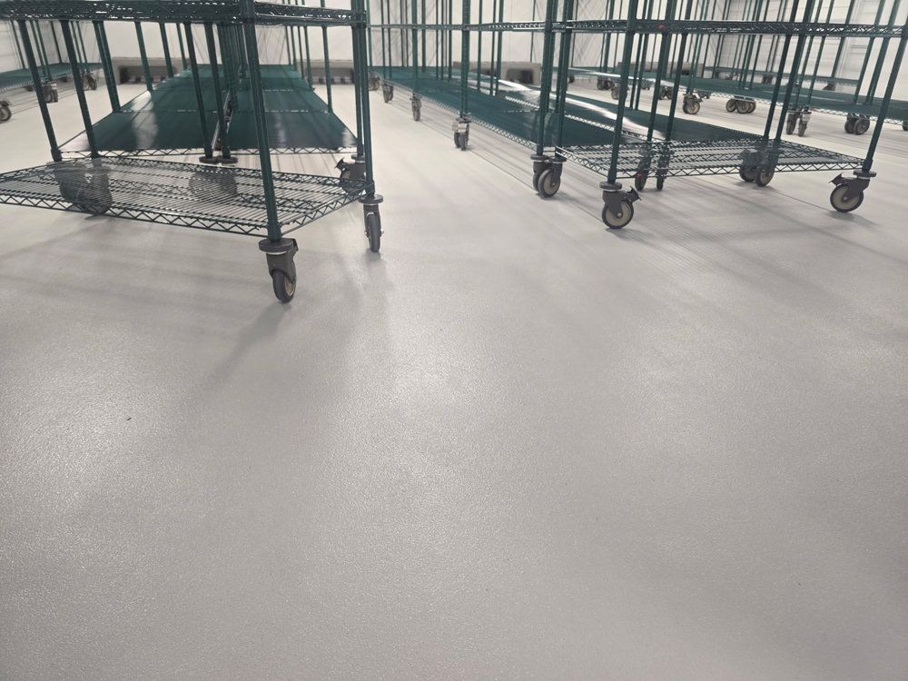 Light gray resinous floor in a healthcare facility in Gwinnett County, GA