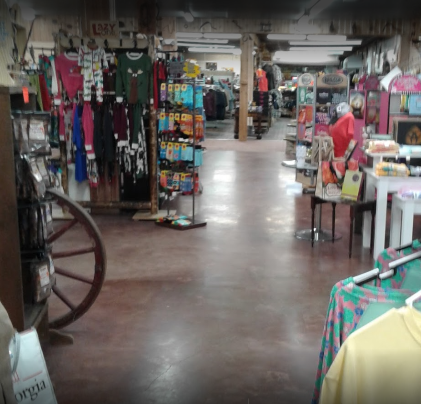 shopping space with decorative concrete floor