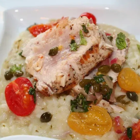 Seared Albacore Tuna with Cherry Tomato/Caper Compote