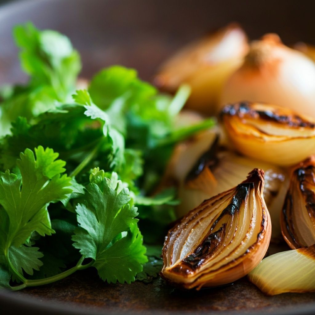 Cilantro and roasted onion infused olive oil
