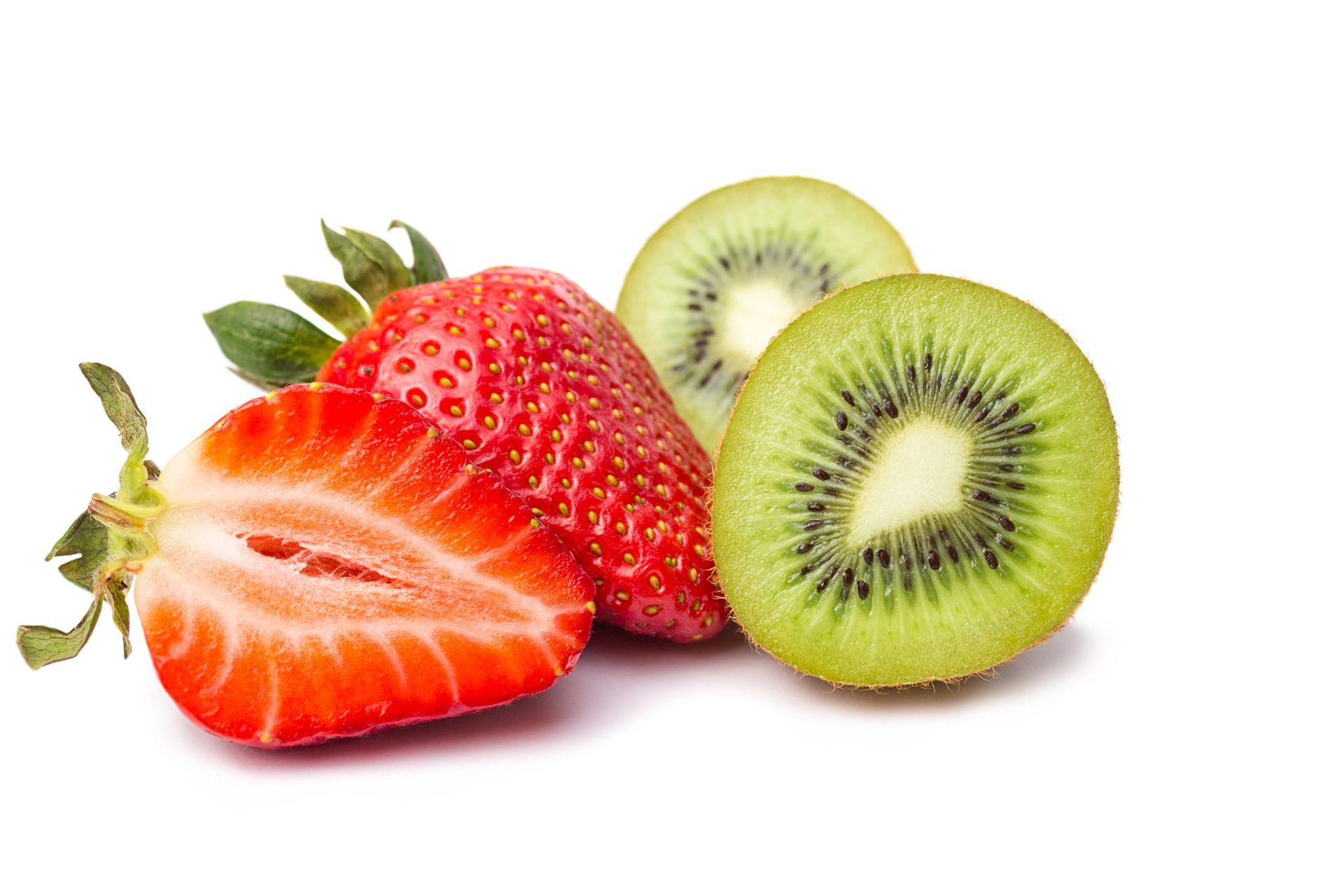 Sliced strawberry and kiwi fruit