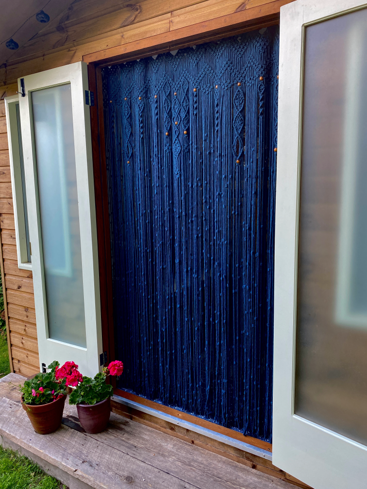 Macrame curtain made from 4mm cotton cord