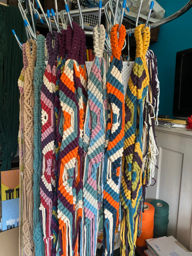 Plant hangers made in colourful cotton cord