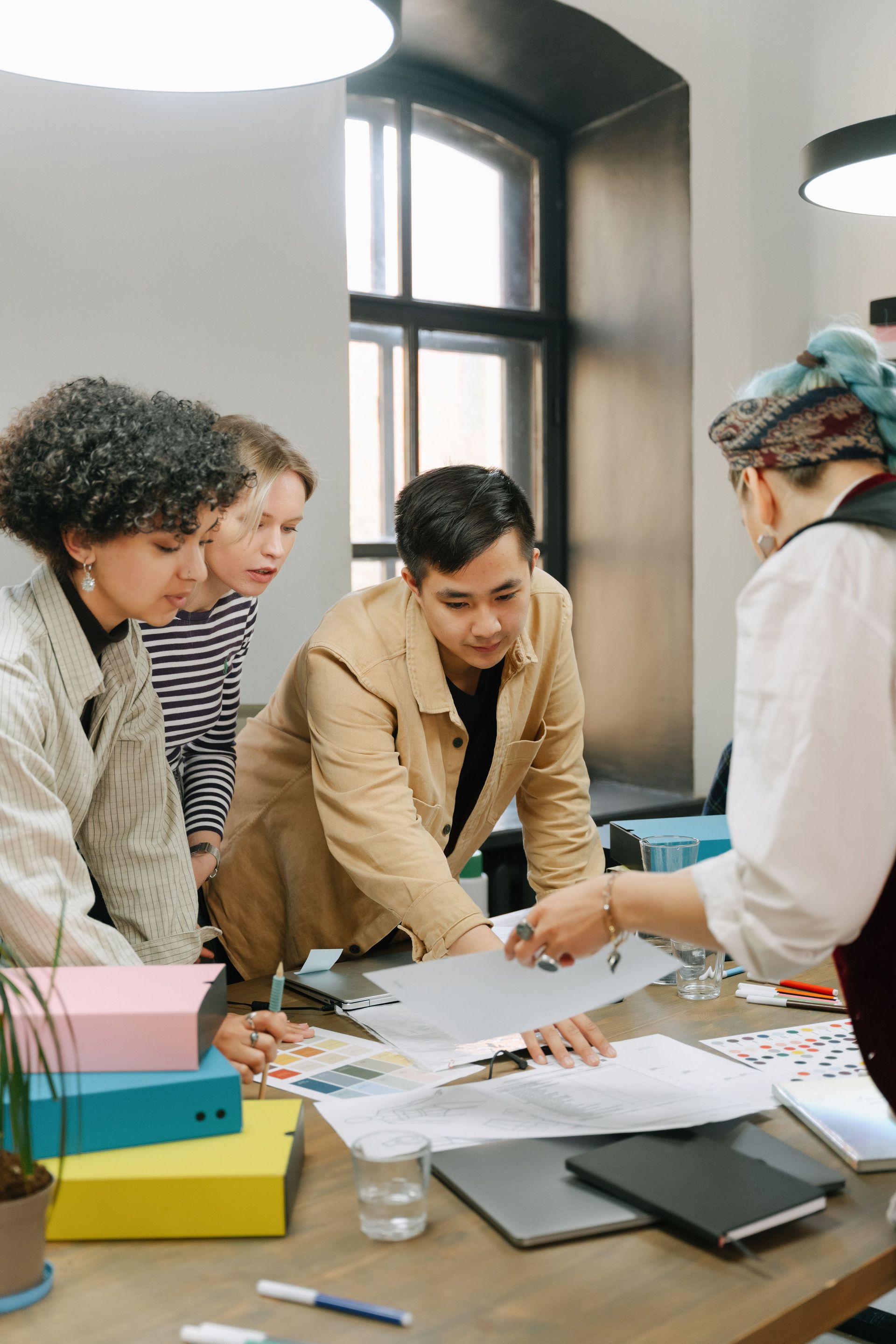 business team working together with ai tools