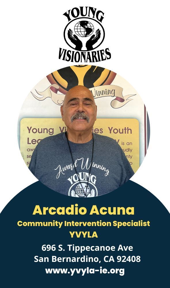 Arcadio Acuna, community intervention specialist, in a Young Visionaries Youth Services flyer.
