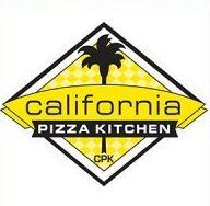 California Pizza Kitchen logo with yellow diamond, black border, and palm tree icon