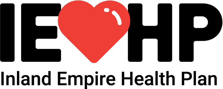 Inland Empire Health Plan logo with black IEHP text and a red heart