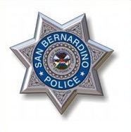 San Bernardino Police Department silver star badge with blue center and gold emblem