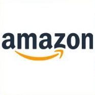 Amazon logo with black lowercase text and orange smile arrow underline