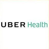 Uber Health logo with black “UBER” and teal “Health” text on a white background
