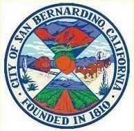 Seal of San Bernardino, California, with mountains, sun, and “Founded in 1809” text