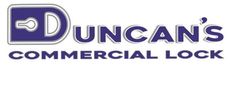 Duncan’s Commercial Lock logo in purple and gray with a keyhole icon