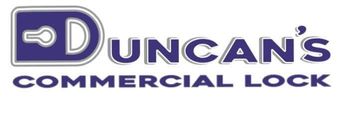 Duncan’s Commercial Lock logo in purple and gray with a keyhole icon