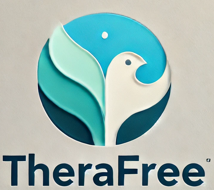 TheraFree logo with a teal circular leaf-and-bird emblem above the brand name.
