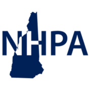 NHPA logo with a blue New Hampshire silhouette behind navy letters