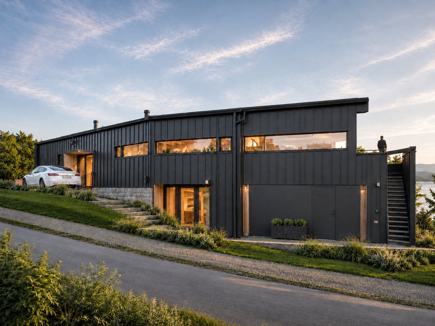 Moderne mørkegrått hus