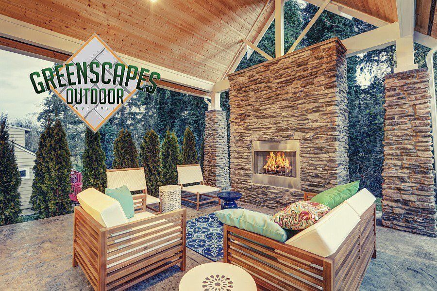 There is a fireplace in the middle of the room.