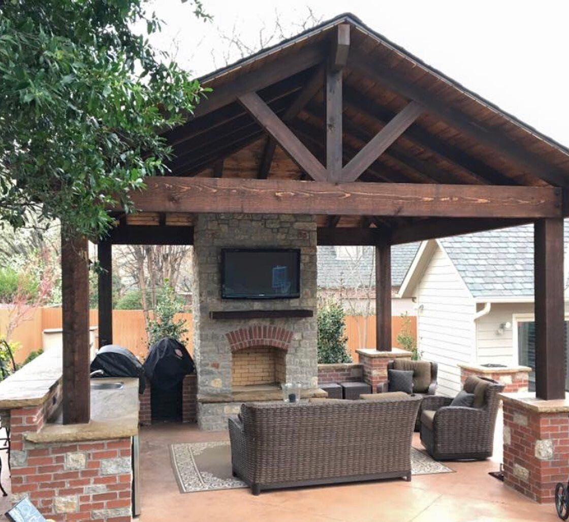 Outdoor living with a pergola and firepit
