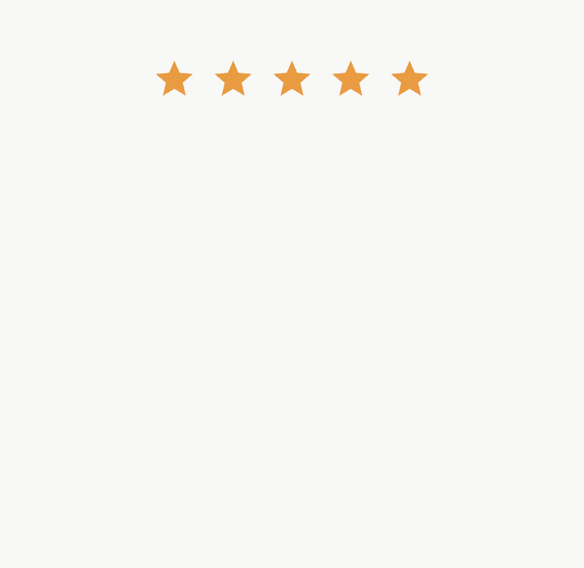 Five orange stars aligned in a row on a white background